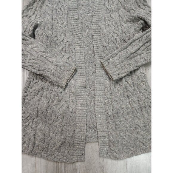 J‎ Jill Wool Cardigan Womens Medium Cable Knit Open Front Mohair Fisherman - Picture 6 of 10